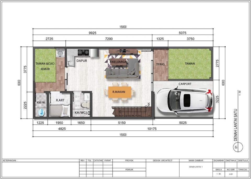 CAD Drawing - Desain Rumah 2D, 3D & RAB - 2