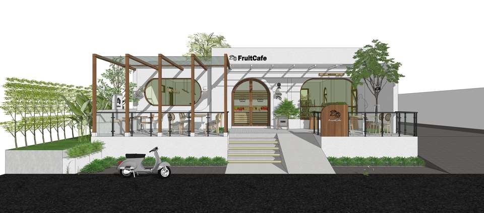 รับออกแบบร้านค้า 3d perspective 3 มิติ ร้านกาแฟ fruitcafe สวยๆ ราคาถูก