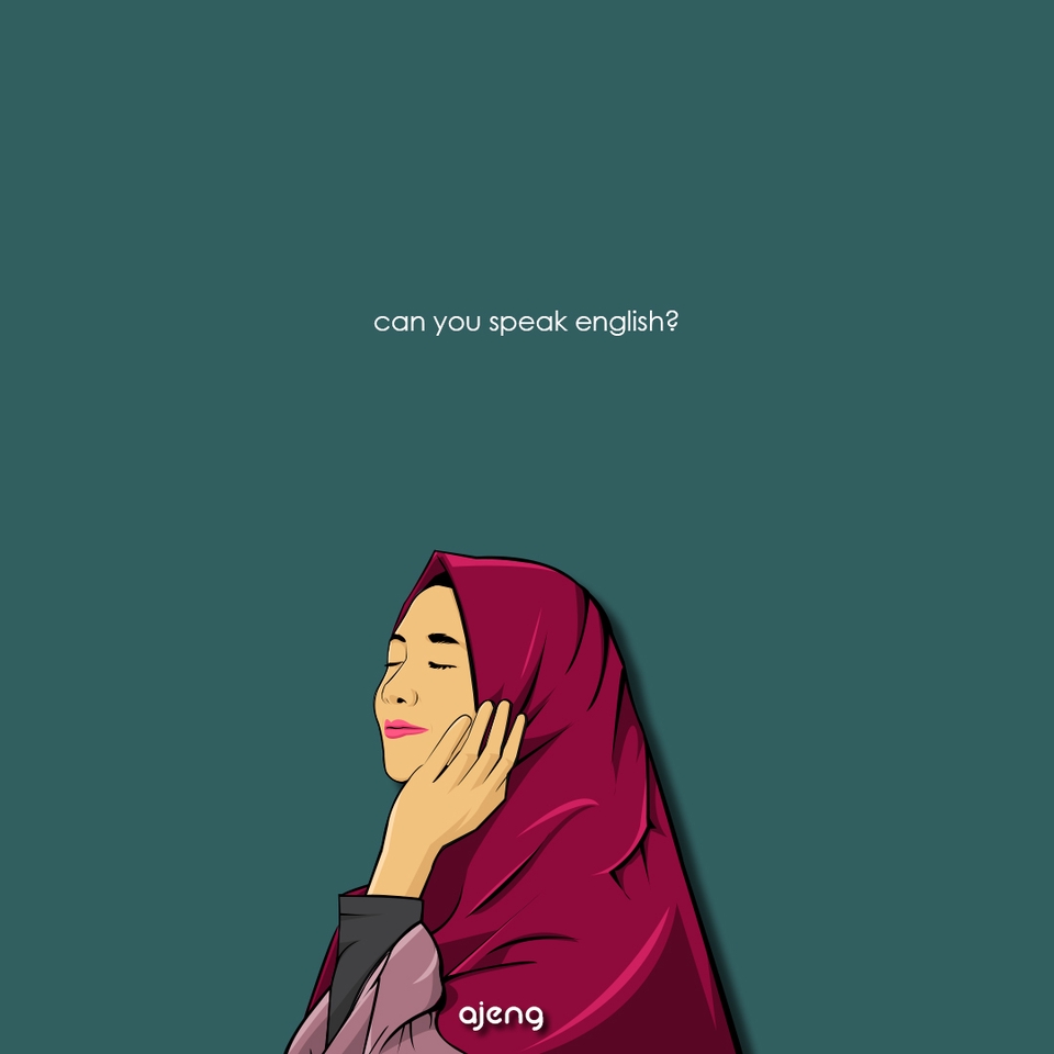 Jasa ilustrasi wanita berhijab dengan background warna hijau, ilustrasi desain karakter wanita dengan hijab, ilustrasi desain karakter perempuan