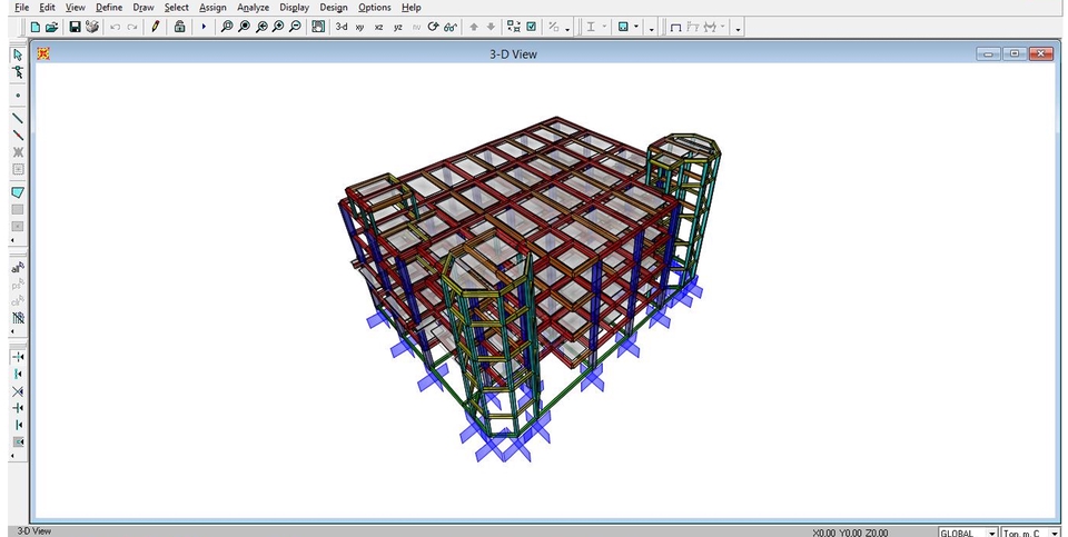 Jasa drafter autocad, desain rangka bangunan 3D untuk konstruksi.