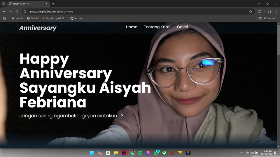 Jasa desain kartu ucapan ulang tahun untuk pasangan dengan desain unik dan kreatif, selamat ulang tahun sayangku Aisyah Febriana