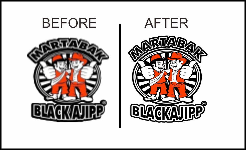 Jasa ilustrasi logo makanan martabak black ajip dengan desain kartun lucu untuk usaha kuliner makanan martabak