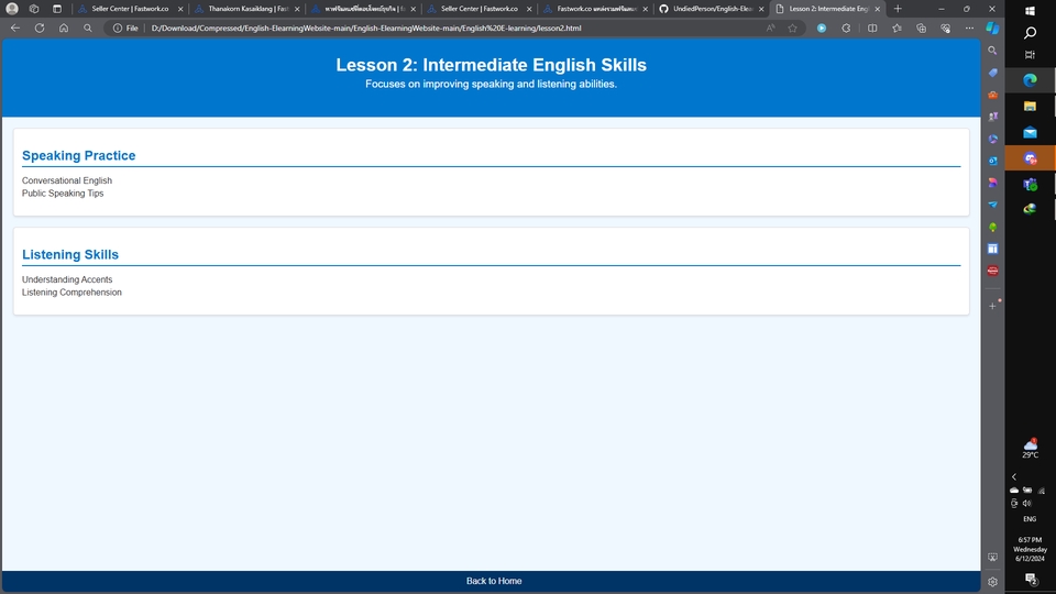 English Learning html design