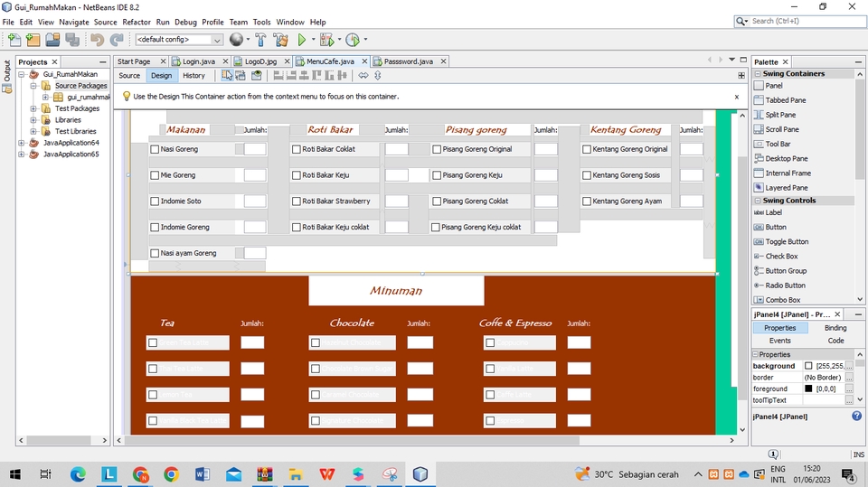 Netbeans graphical user interface (GUI) (Projek Kuliah) image.
