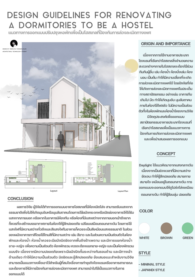 รับทำพรีเซนเทชั่นงานออกแบบโฮสเทล ผลงานวิชาการ
