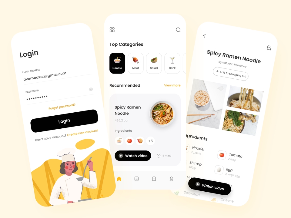 Contoh desain ui ux mobile app untuk aplikasi pesan makanan