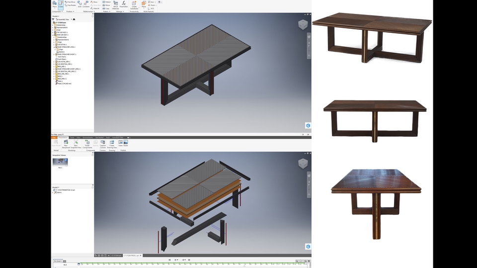 Desain Furniture - Gambar Teknik atau Gambar Kerja Furniture 2D dan Rendering 3D - 1