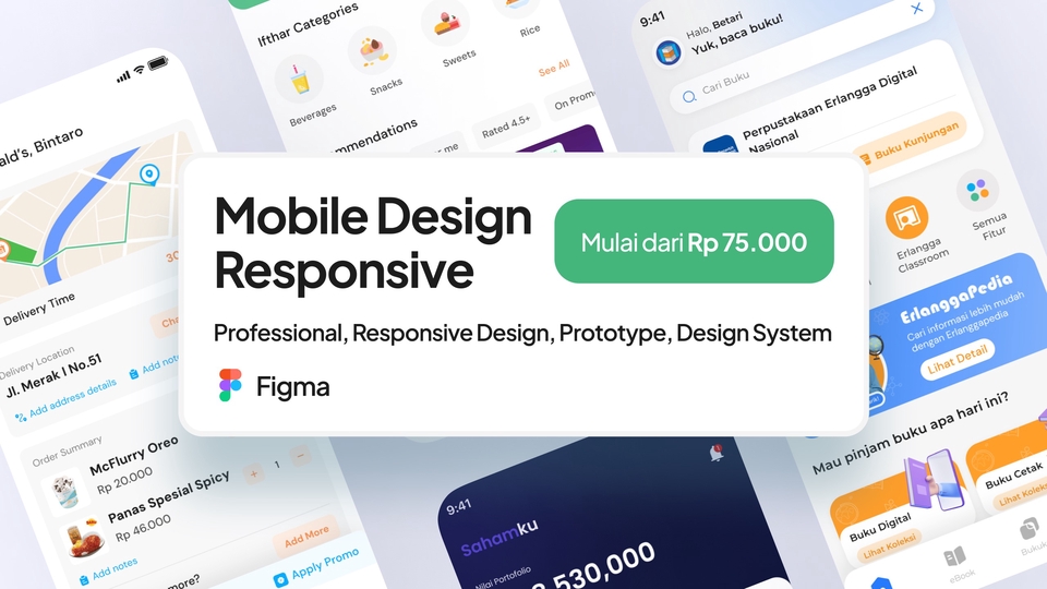 Jasa Desain UI UX Mobile Responsif, Profesional, Prototipe, Design System, Figma, Harga Mulai dari Rp 75.000