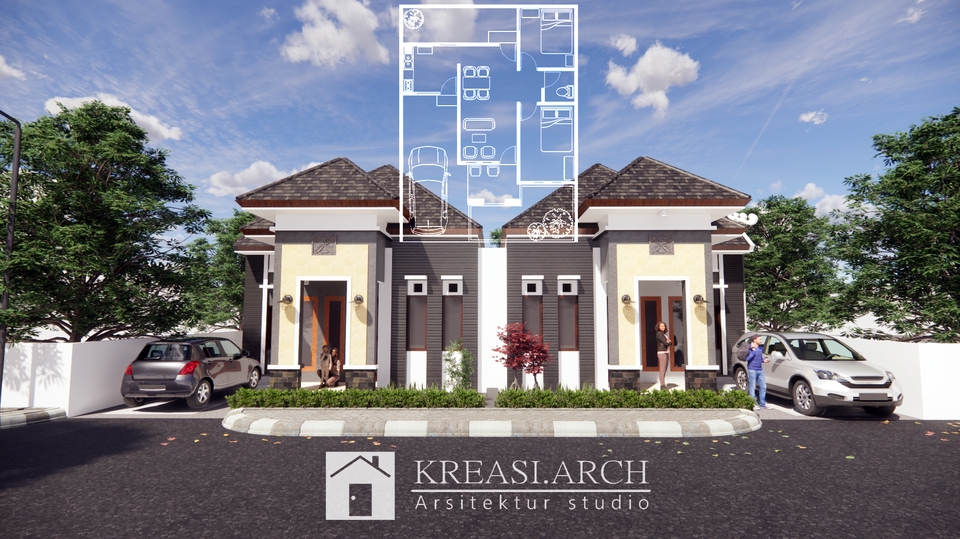 3D & Perspektif - Desain, Rendering, Rumah 3D Eksterior dan Interior - 2