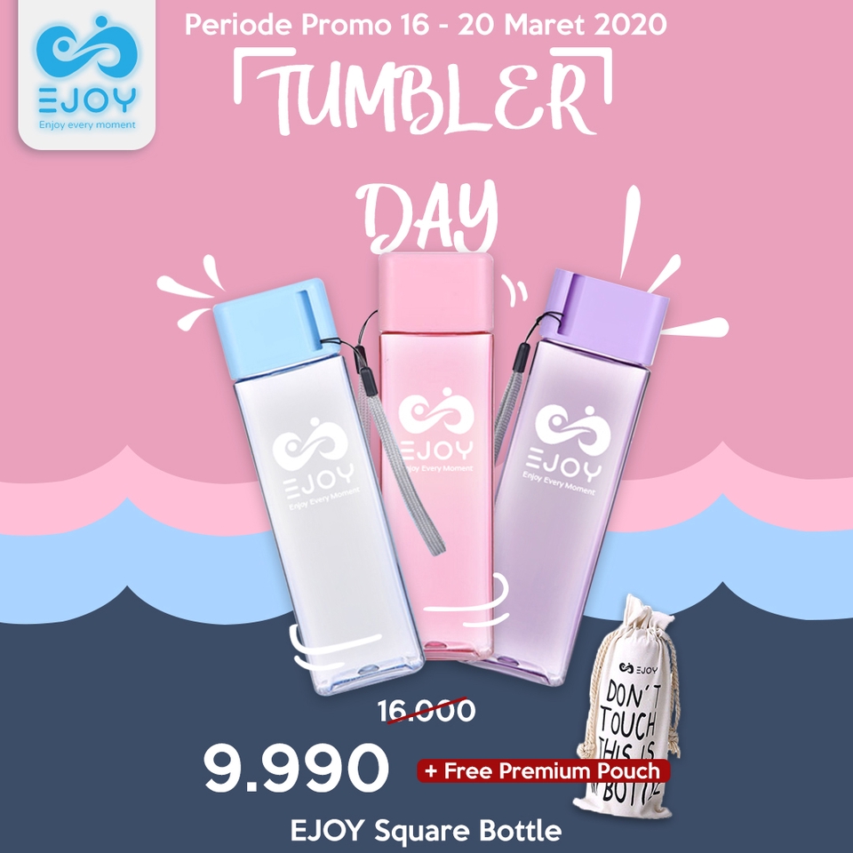 Jasa Desain Banner Instagram Promosi Tumbler EJOY dengan desain unik dan keren, buat banner promosi online untuk usaha minuman anda.