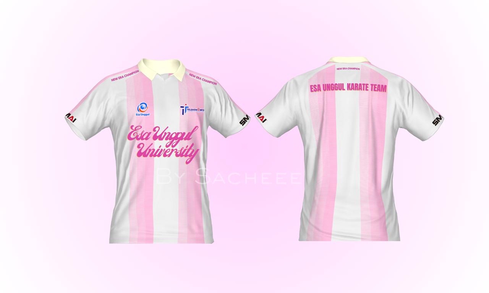 Desain Kaos Distro Pria Wanita dengan Tulisan "Esa Unggul University" dan Logo Jasa Desain Kaos Custom