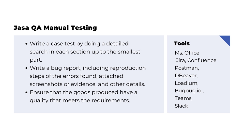 Jasa Lainnya di Web dan Pemrograman - Jasa QA - Testing Web/App