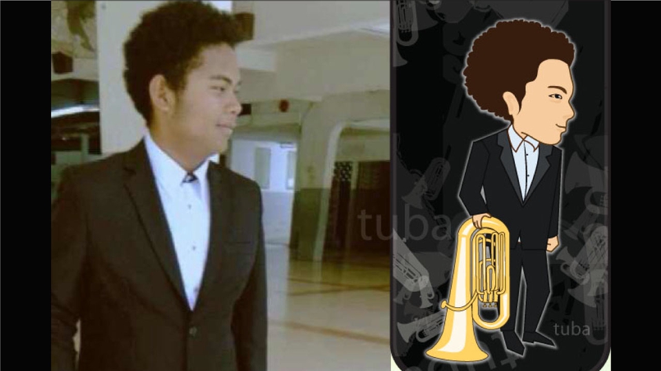รับวาดภาพล้อเลียน ตลกๆ นักดนตรี ถือทูบา
