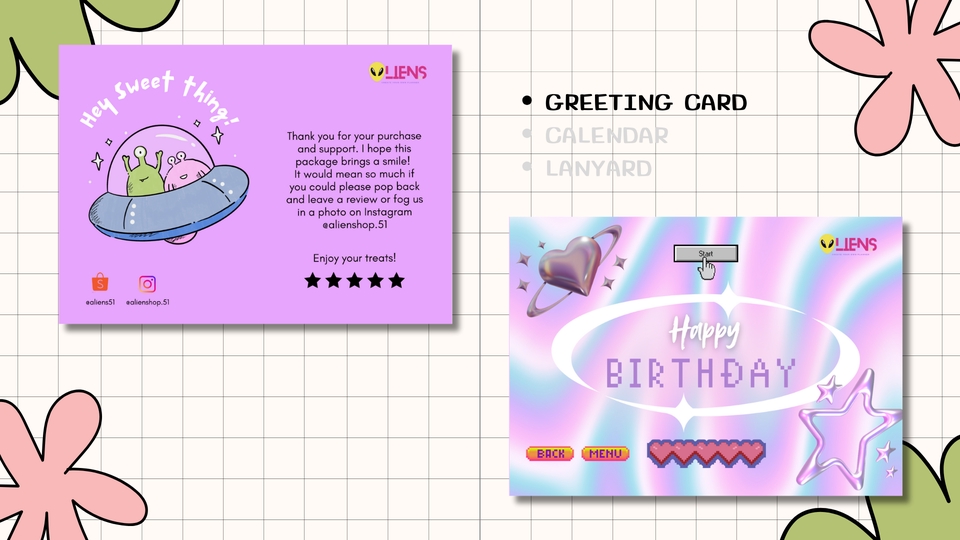 Desain kartu ucapan selamat ulang tahun dengan tema unik dan modern cocok untuk berbagai keperluan.