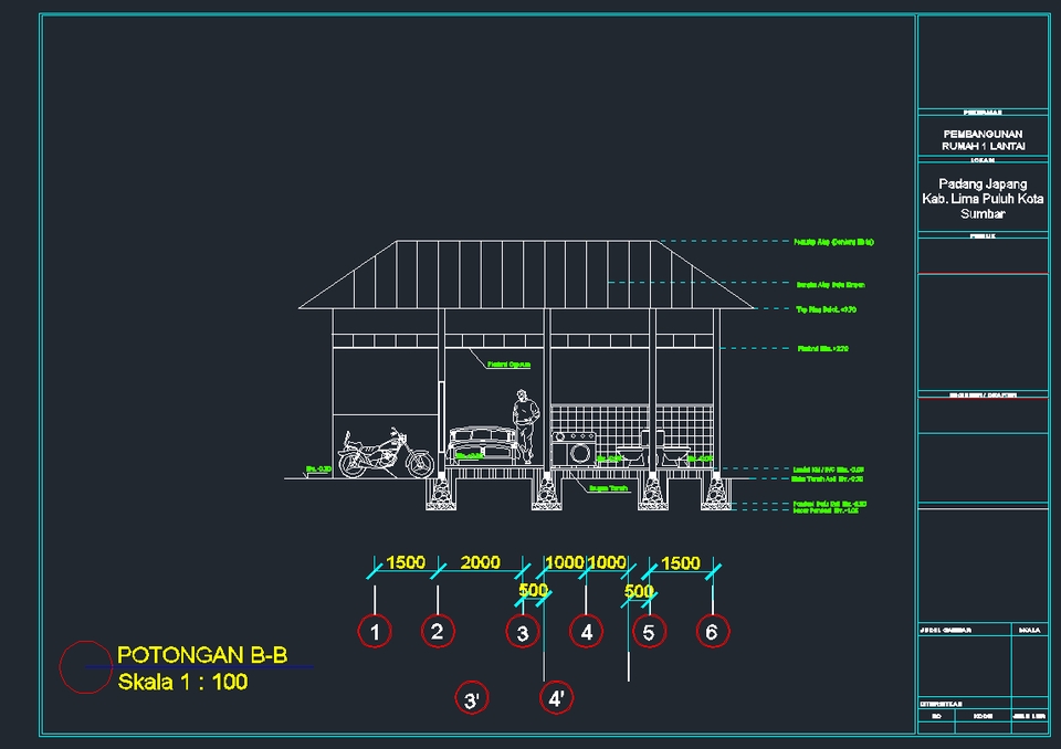 CAD Drawing - AUTOCAD Drawing IMB 1-3 Hari Jadi | Rumah Tinggal | Ruko | Kantor | Mess | Gambar Struktur - 4