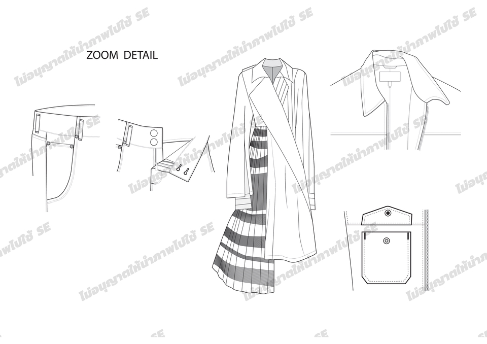 วาด/ออกแบบแพทเทิร์นเสื้อผ้า - รับวาด fashion illustration ออกแบบเสื้อผ้า ออกแบบลายผ้า ออกแบบกระเป๋า รับทำแบรนด์แฟชั่น - 7