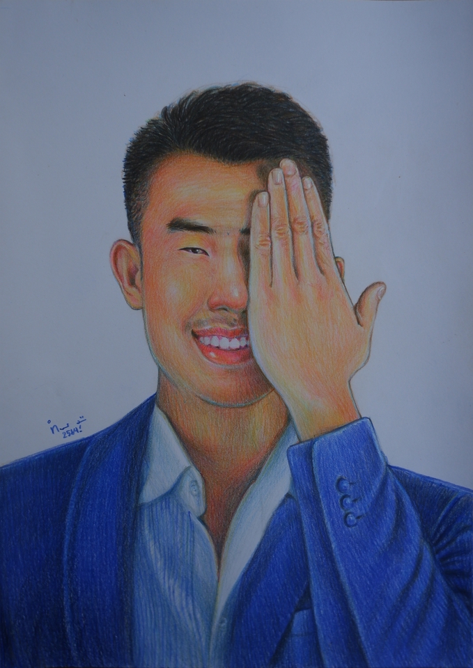 วาดภาพเหมือน Portrait - วาดภาพเหมือนบุคคลด้วยสีไม้ (portrait with colored pencils) - 4