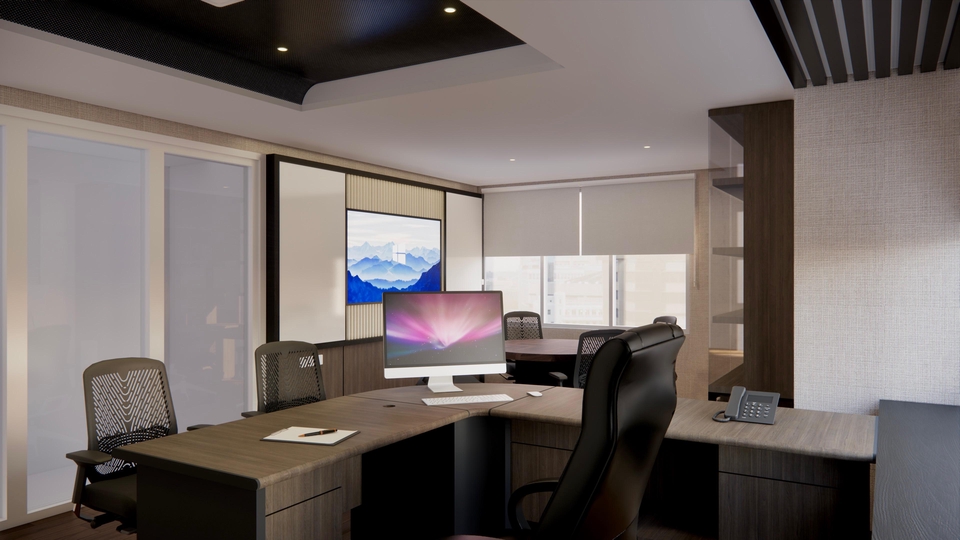 Jasa Desain Interior Kantor Minimalis Modern: Render 3D Desain Ruang Kerja Profesional
