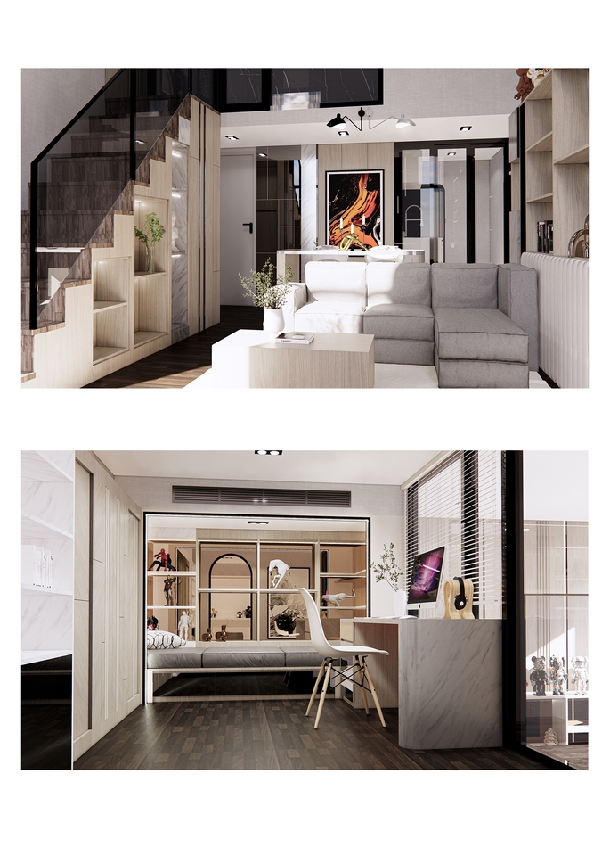 3D Perspective - interior design condo  - 3