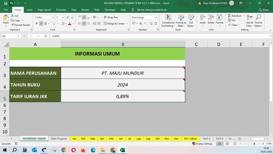 Akuntansi dan Keuangan - APLIKASI PAYROLL / PENGGAJIAN + PPH 21 TARIF EFEKTIF RATA-RATA (TER) EXCEL  - 2