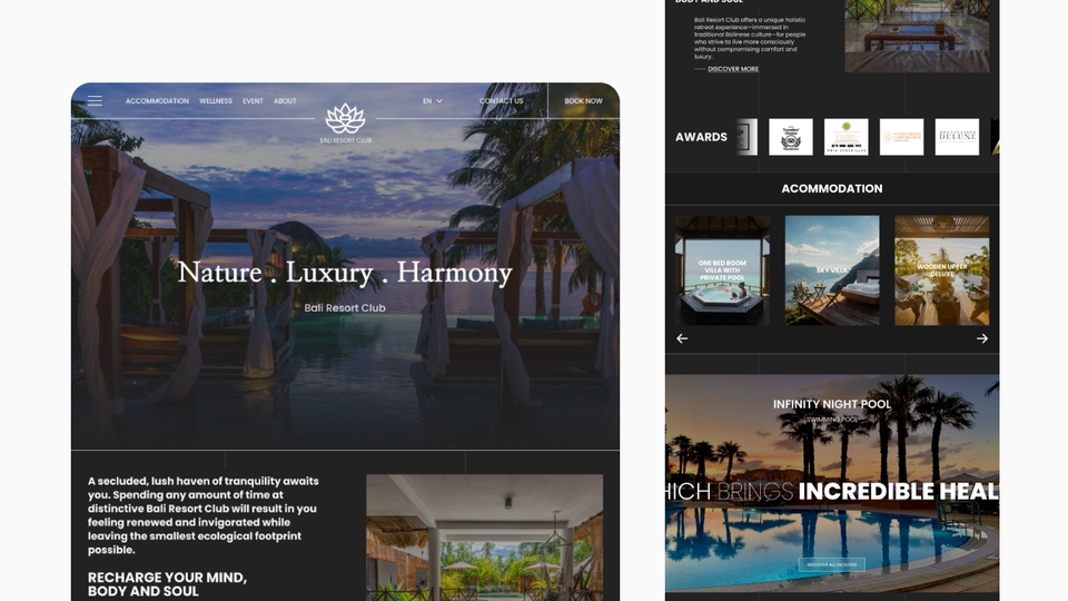 Desain UI UX Website Resort dengan Tema Alam, Mewah, dan Harmonis - Menampilkan Layanan Desain UI UX Untuk Website.