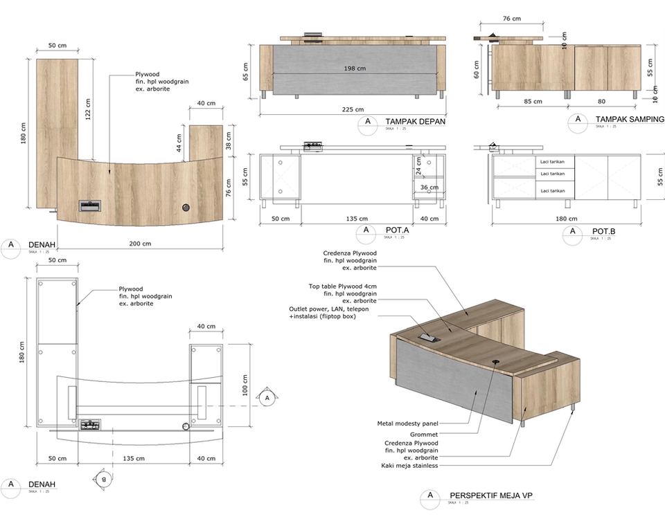 Desain Furniture - 2d Furniture Interior Gambar Kerja - Rumah, Cafe, Klinik, dll - 6