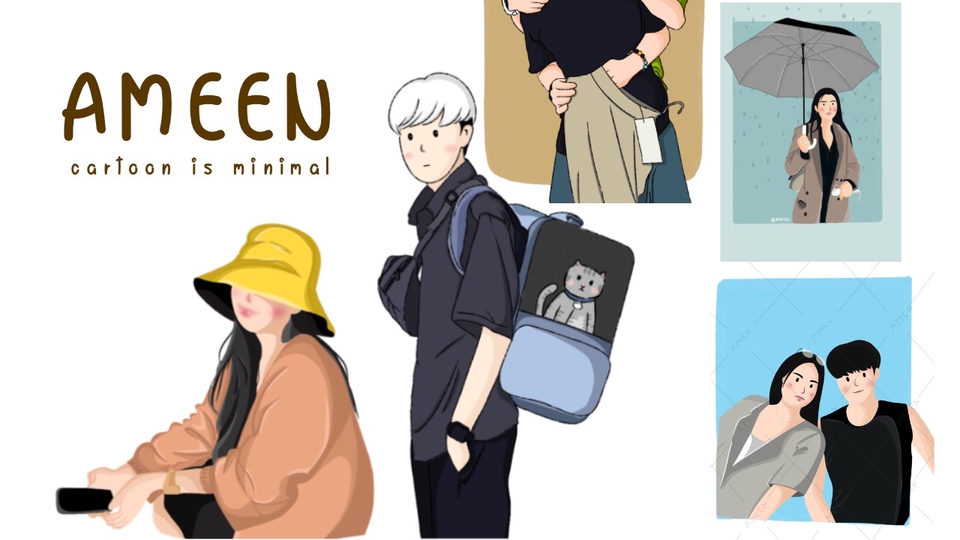 วาดภาพการ์ตูน - รับวาดภาพ style minimal แบบลายเส้น/ไม่มีลายเส้น เป็นของขวัญให้กับคนพิเศษ - 1
