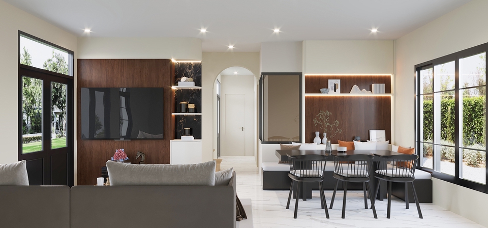 ออกแบบบ้าน3D perspective สวยหรู พร้อมเฟอร์นิเจอร์ครบ