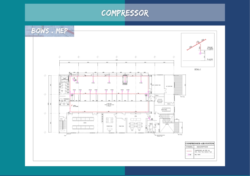Jasa drafter autocad, desain gambar ruangan untuk kompresor ruangan.