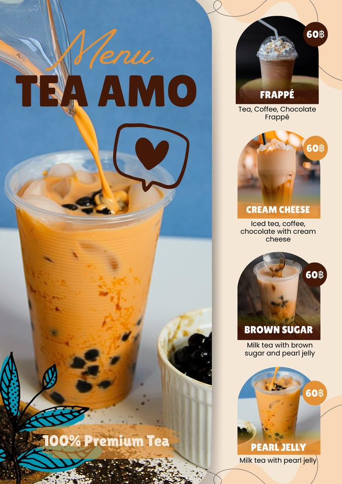 ออกแบบเมนูเครื่องดื่มชาไข่มุก canva รับทำ canva ทําโปสเตอร์ canva เมนู canva