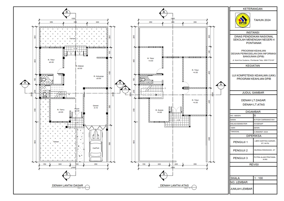 Jasa drafter autocad arsitektur, desain denah lantai dasar dan atas, pembuatan gambar autocad murah