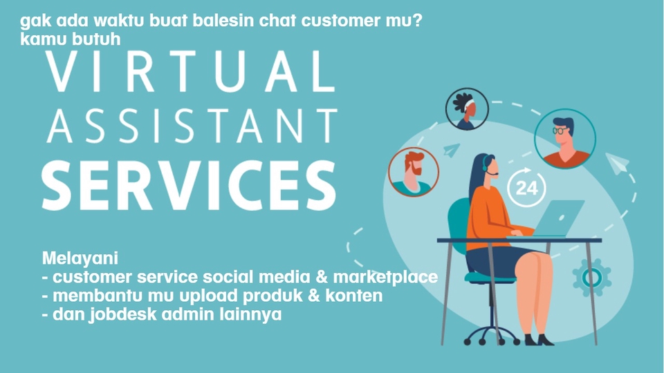 Jasa admin online shop, membantu mengelola akun media sosial toko online, membalas chat pelanggan, upload produk, dan konten, serta jasa admin website.