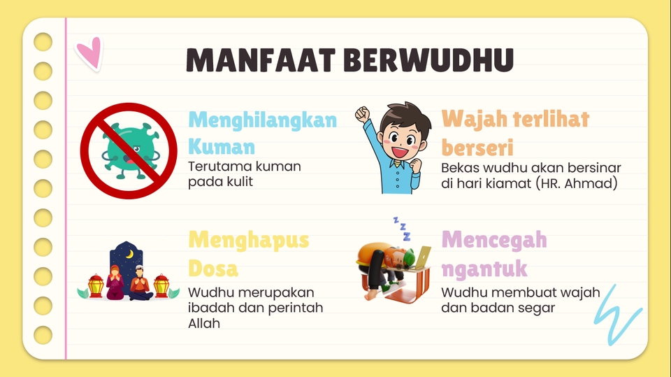Jasa pembuatan presentasi powerpoint, desain slide presentasi dengan tema manfaat berwudhu.
