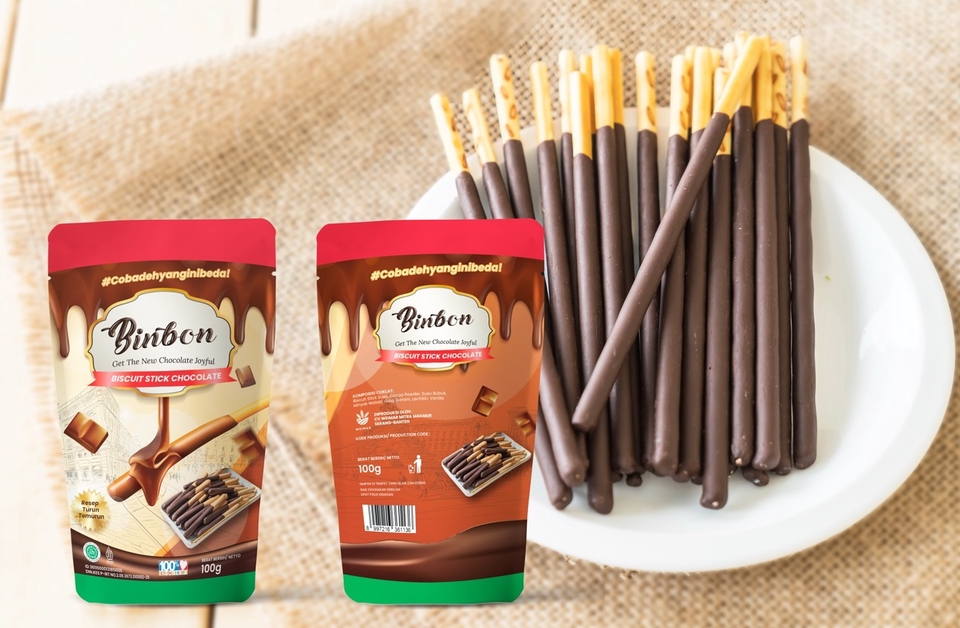 Jasa desain kemasan makanan unik dan menarik, contoh desain packaging makanan dengan desain label makanan dan desain stiker snack