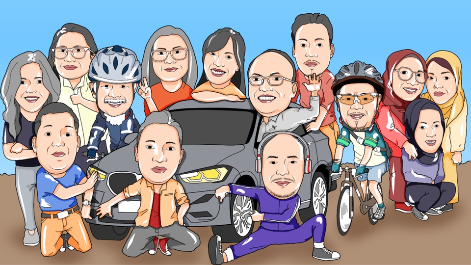 Gambar Potret - Karikatur Family. - 2
