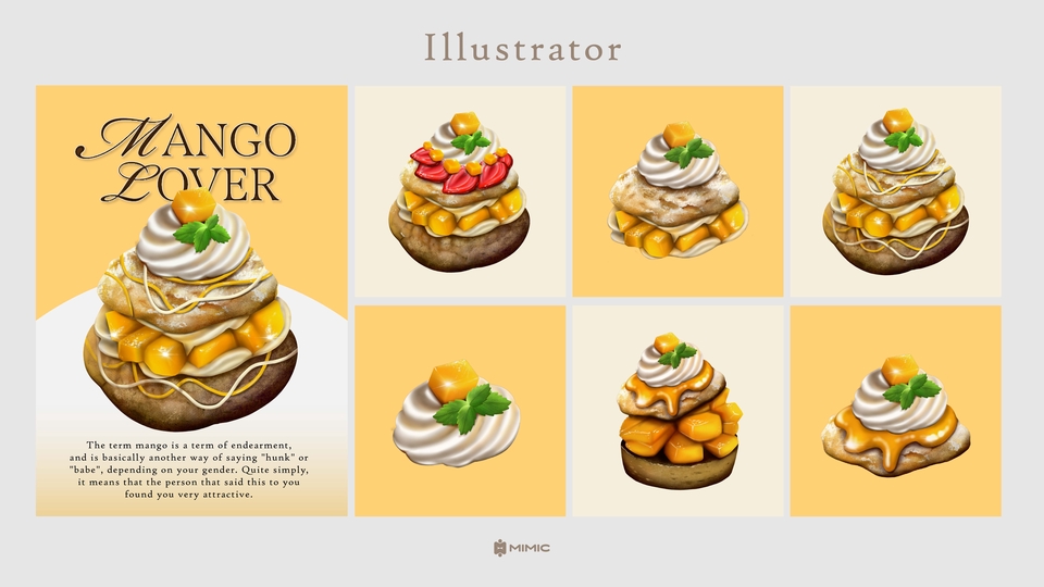 รับวาดภาพประกอบขนมหวาน มังคุด เคลือบวิปครีม