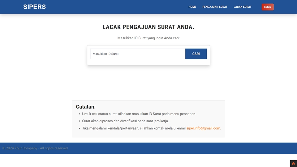Jasa Pembuatan Website Ecommerce - Lacak Pengajuan Surat Anda, masukkan ID surat Anda untuk mengetahui status pengajuannya.