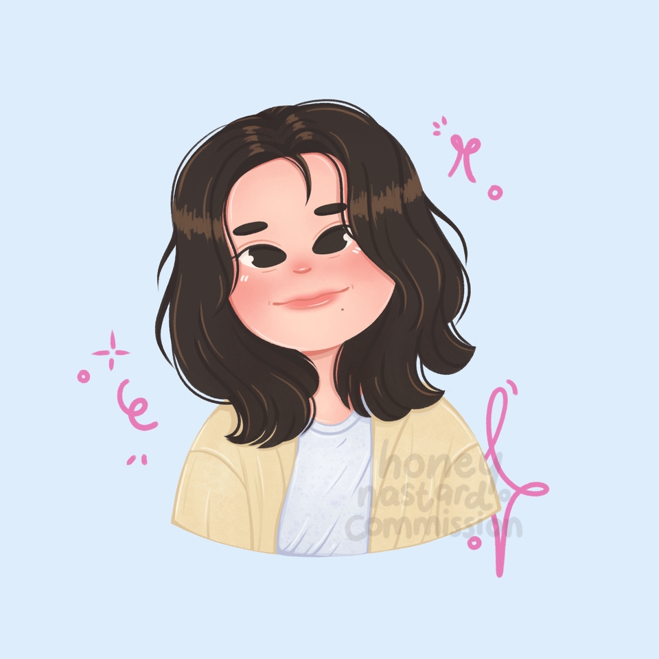 Jasa ilustrasi karakter wanita imut dengan gaya kartun