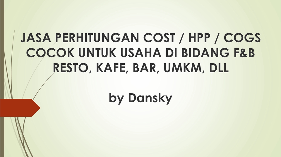 Jasa Konsultan Bisnis untuk Startup dan UKM - JASA PEMBUATAN FOOD COST / HPP / HARGA JUAL / COGS UNTUK BISNIS F&B