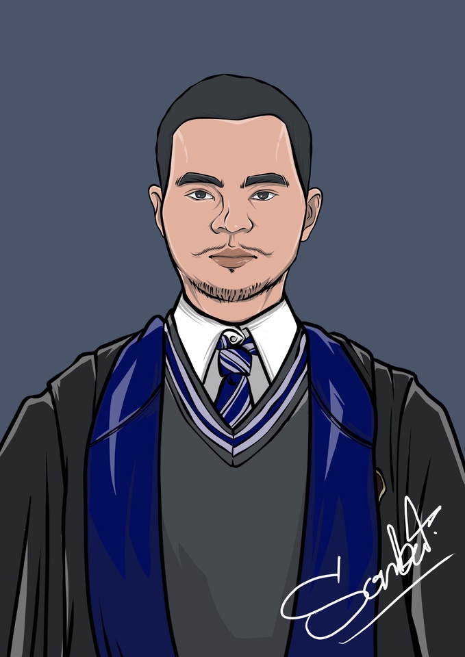 รับวาดรูปการ์ตูนผู้ชายสไตล์อนิเมะ ใส่ชุดนักเรียน