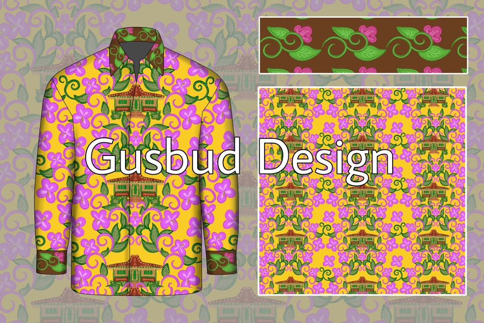 Desain kaos custom dengan motif bunga dan rumah, cocok untuk distro atau bisnis fashion.