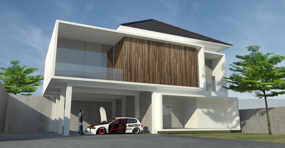 3D & Perspektif - Desain rumah, vill, atau kafe gaya tropis atau indutrial - 2