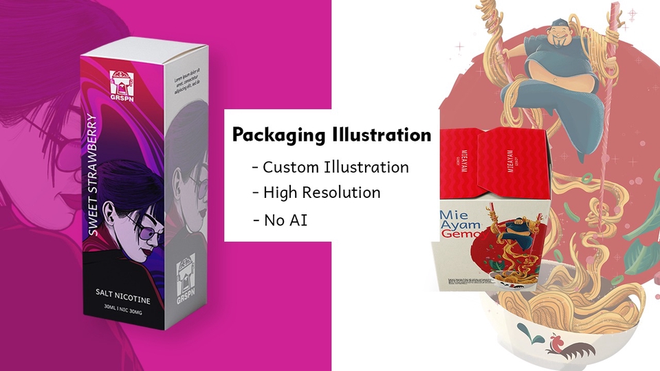 custom ilustrasi untuk poster atau packaging