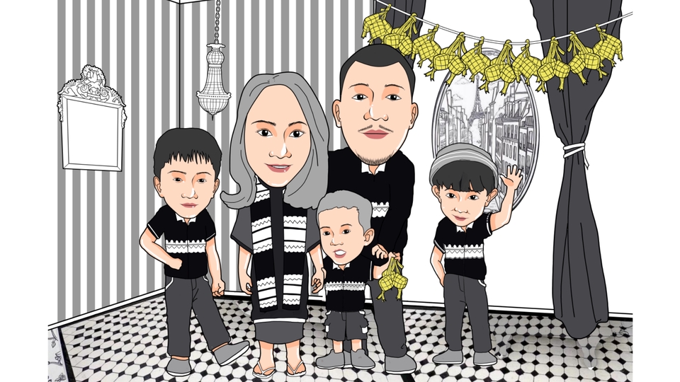 Gambar Potret - Karikatur Family. - 4
