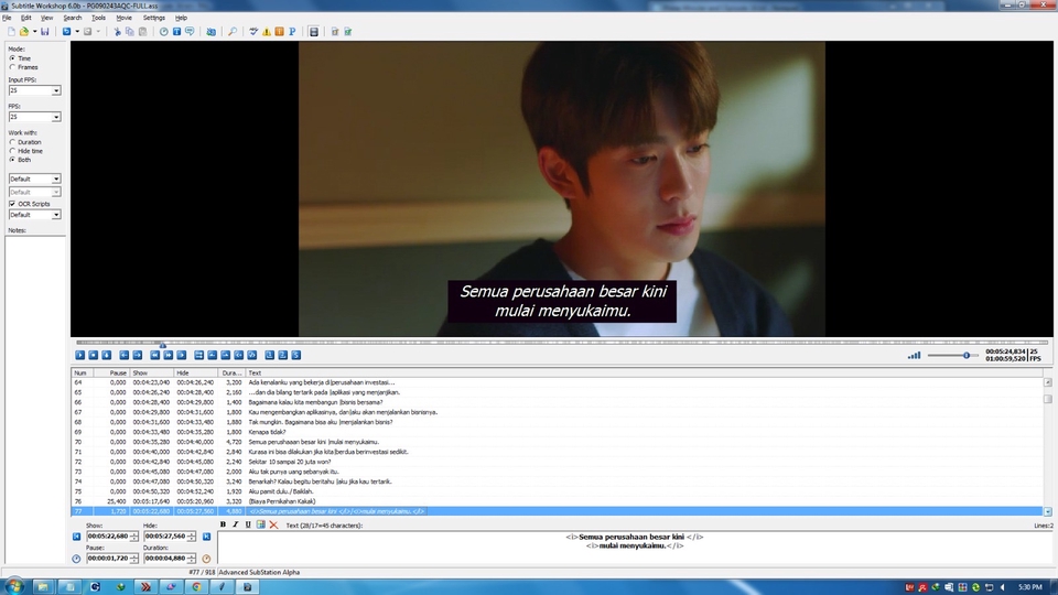 Jasa Pembuatan Subtitle video - Membuat subtitle untuk video dengan bahasa Indonesia.
