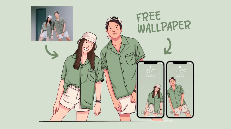 Gambar Potret - Couple illustration - 1