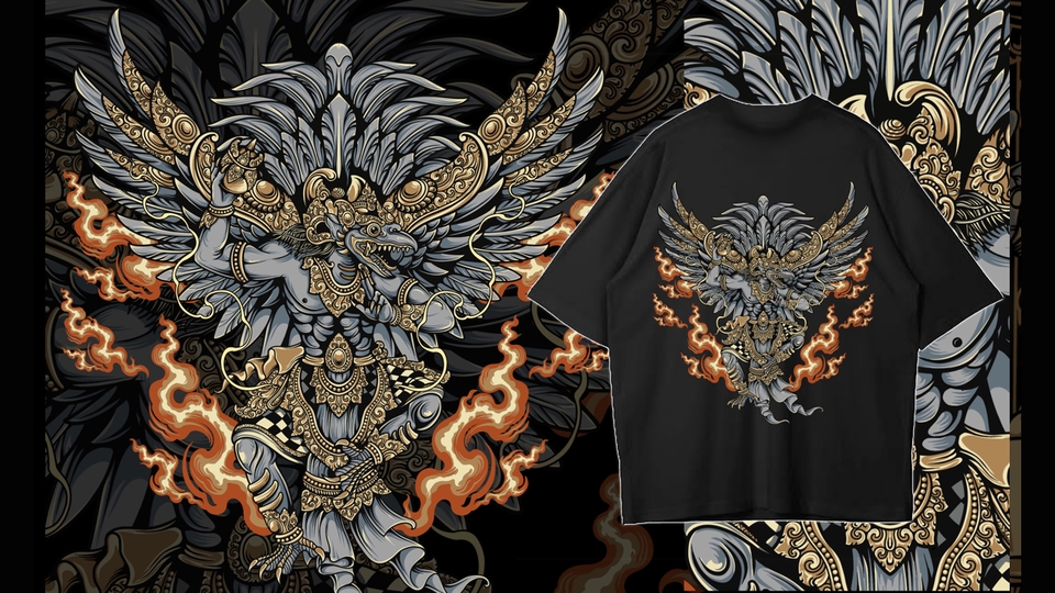 Desain kaos distro Garuda custom, motif batik modern. Jasa desain baju, jersey, dan kaos keren. Cetak kaos unik, harga terjangkau.