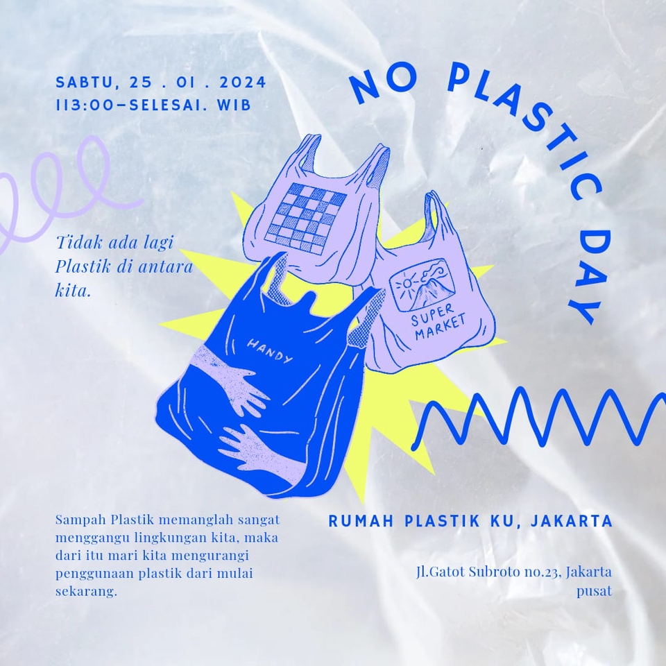 Jasa desain banner instagram untuk promosi no plastic day dengan desain unik dan menarik, cocok untuk keperluan promosi toko dan website.