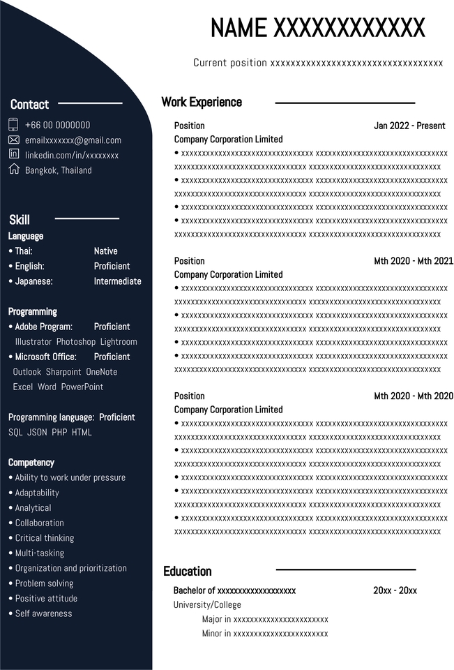 Portfolio & Resume - รับทำ Resume/CV 1 Page (ภาษาไทย/English) จากประสบการณ์ทำงานบริษัทต่างชาติและองค์กรของรัฐบาลสหรัฐฯ - 3