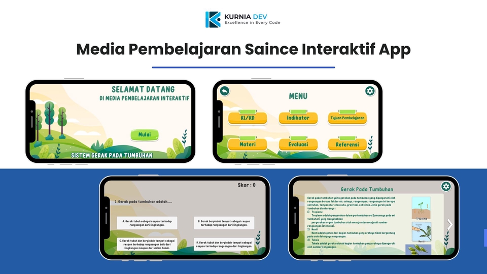 Jasa pembuatan game edukasi interaktif dengan tema tumbuhan untuk belajar sains dengan tampilan menarik dan mudah digunakan.